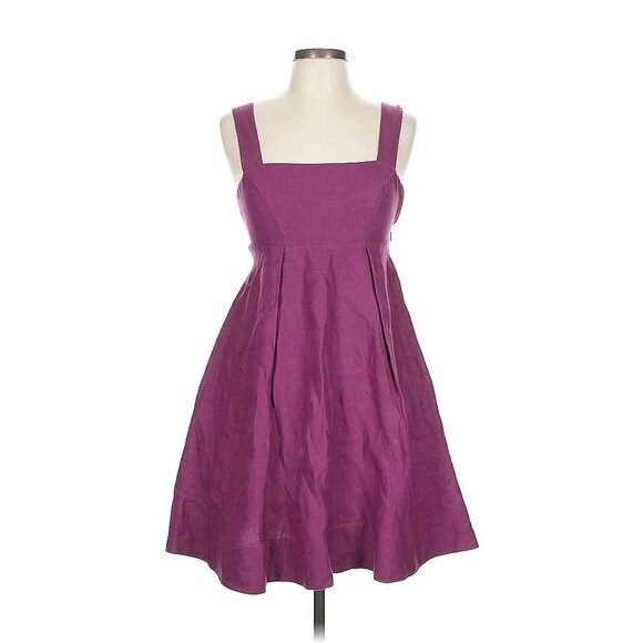 Banana Republic Mini Dress NWT 100% Linen 10 Petite Kenza Purple Berry - Picture 1 of 7